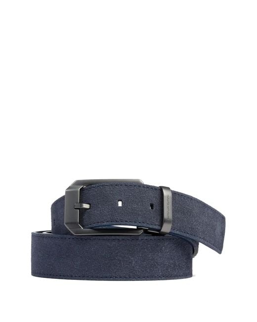 Piquadro Blue Suede Prong-Buckle Belt for men