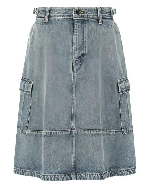Balenciaga Blue Cargo Denim Midi Skirt