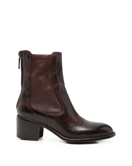 LEMARGO Brown Rear-Zip Leather Ankle Boots