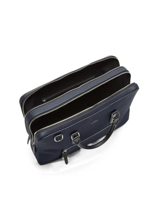 Smythson Blue Zip-Front Briefcase