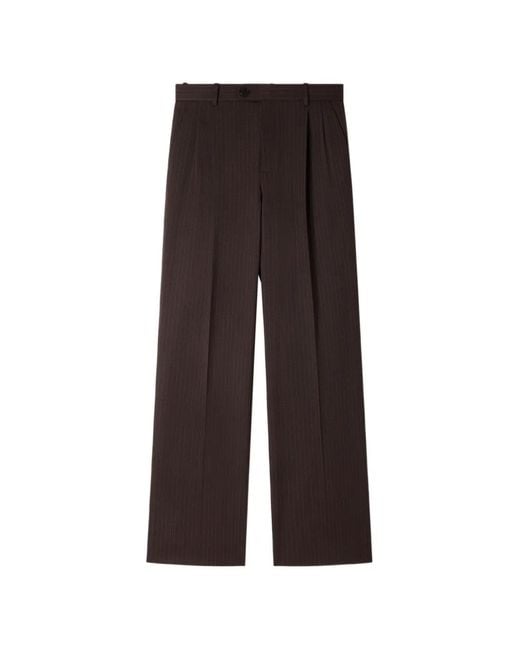 Sandro Brown Pantalon Droit À Fines Rayures