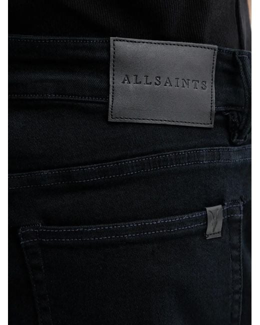AllSaints Black Sid Logo-Patch Jeans for men