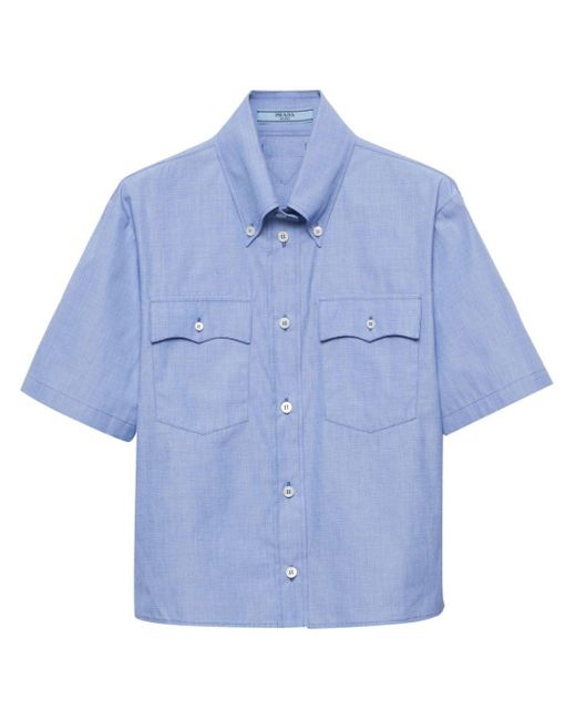 Prada Blue Short-Sleeve Cotton Shirt