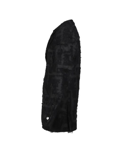 Minus Black Distressed Checked Tailored Blazer for men