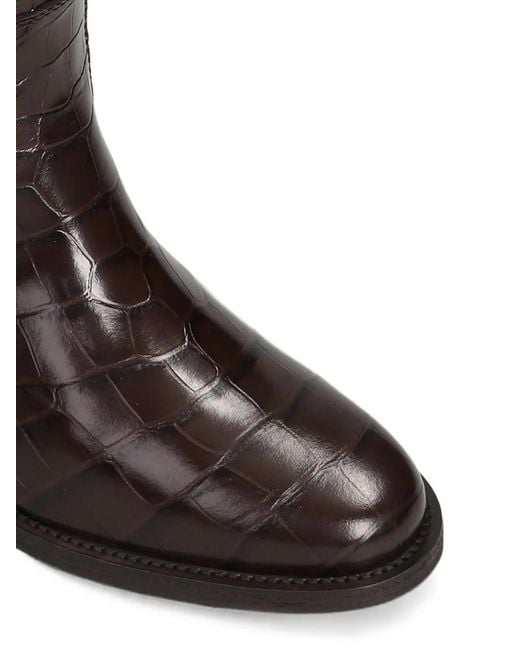 Via Roma 15 Black Croc-Effect Internal Wedge-Heel Ankle Boots