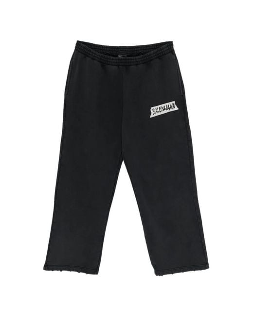 Balenciaga Black Graphic Track Pants for men
