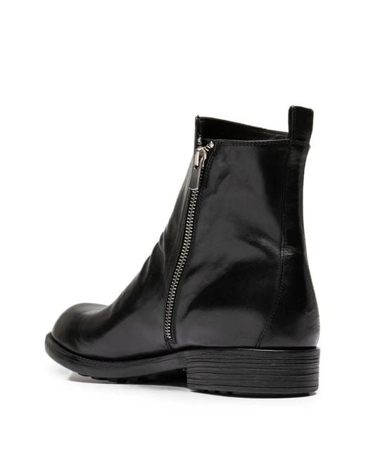 Officine Creative Black Diary Leather Ankle Boots for men