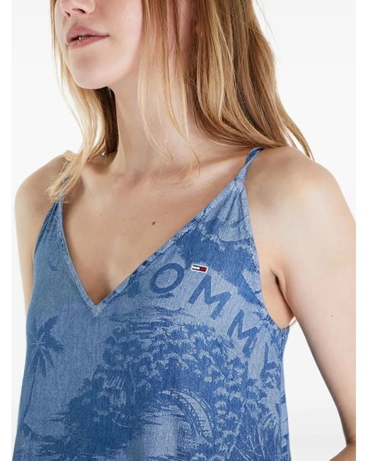 Robe Longue À Design Sans Manches Tommy Hilfiger en coloris Blue