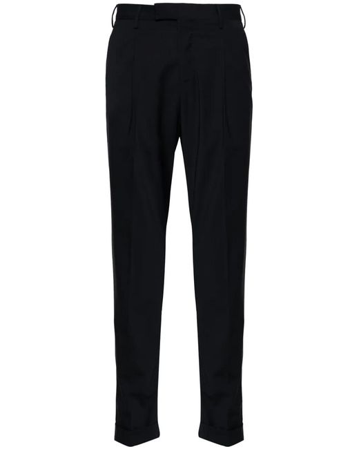PT Torino Black Tapered-Leg Tailored Trousers for men