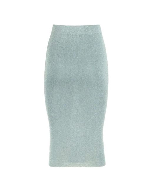 Kangra Blue Ribbed-Knit Longuette Midi Skirt