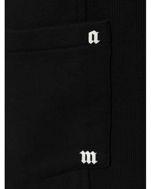 Palm Angels Black Logo-Patch Drawstring Shorts for men