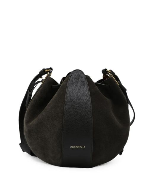Coccinelle Black Suede-Panelled Shoulder Bag