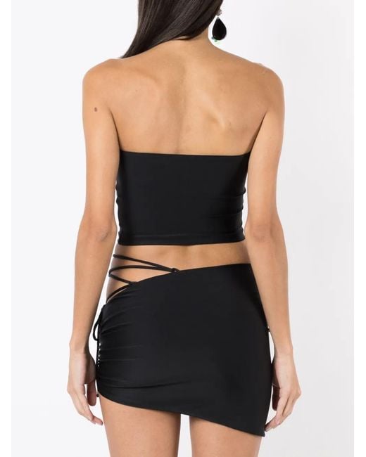 Amir Slama Black Lace-Up Fastening Cropped Top