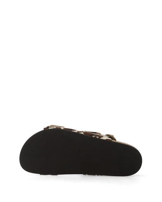 AllSaints Natural Staffa Cow-Print Buckle-Strap Sandals