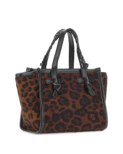 MARCELLA CLUB Brown Miss Marcella Animal-Print Leather Shoulder Bag