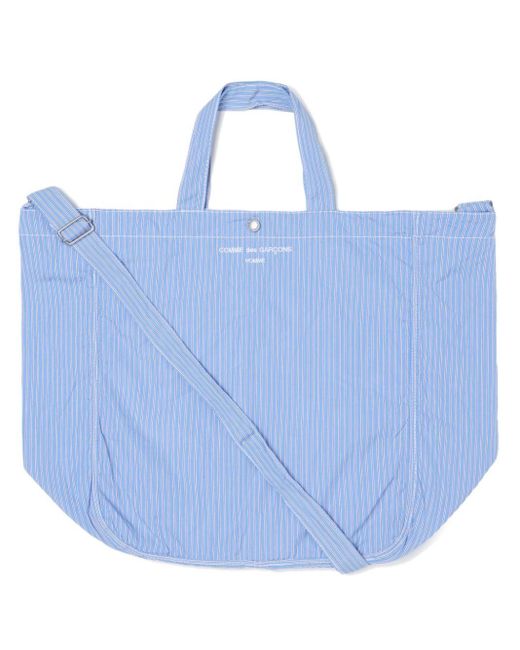Comme des Garçons Blue Striped Cotton Tote Bag for men