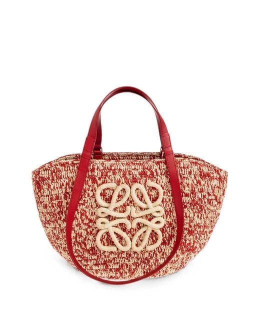 Loewe Pink Eclipse Anagram Raffia Tote Bag