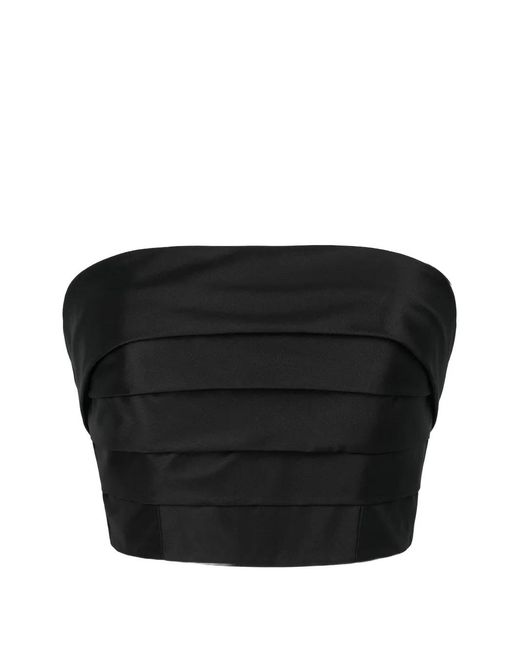Gemy Maalouf Black Strapless Tiered Top