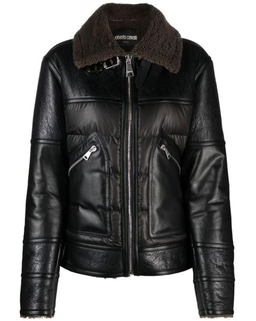 Roberto Cavalli Black Zip-fastening Leather Jacket for men