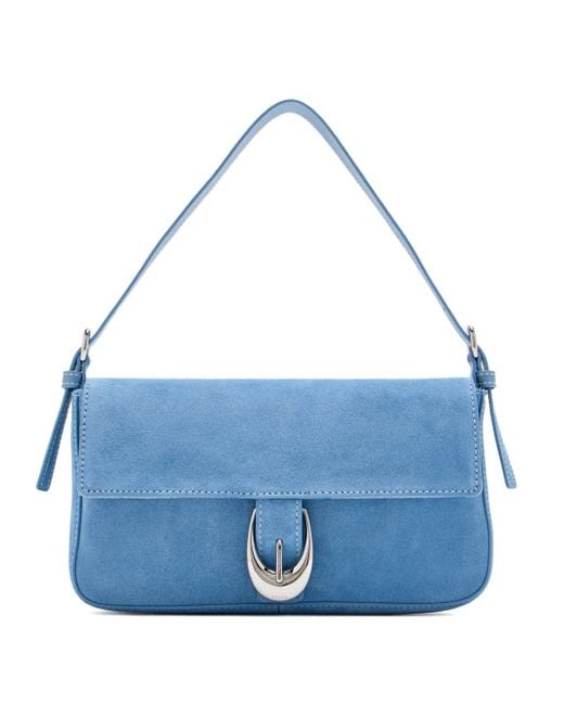 Staud Blue Harlow Schultertasche aus Wildleder