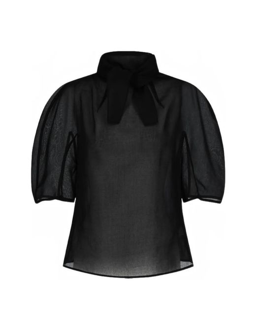 Amomento Black Knotted Collar Top