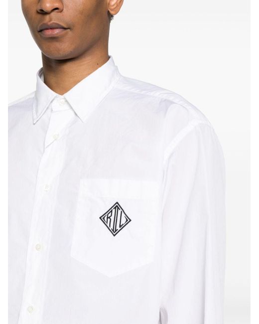 Ralph Lauren Purple Label White Logo-print Cotton Shirt for men