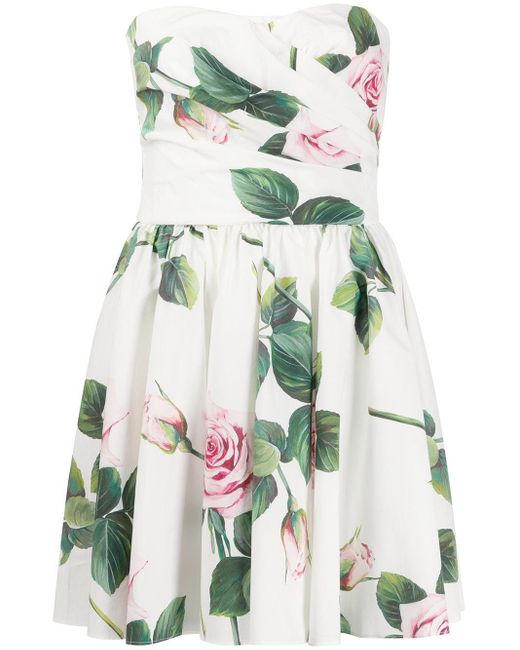 Dolce & Gabbana Multicolor Organza Midi Dress In Tropical Rose Print