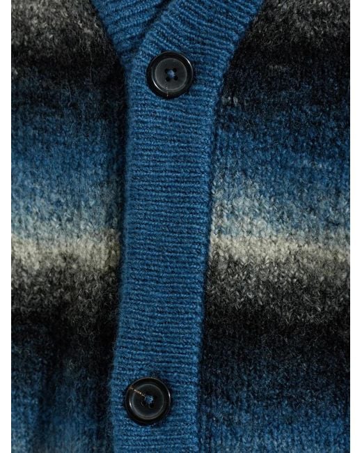 Paul Smith Blue Striped Knit Cardigan for men