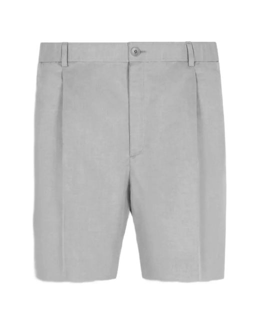 Brioni Gray Bellagio Pleated-Waistband Tailored Shorts for men
