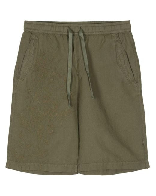 Maharishi Green Embroidered-motif Hemp Deck Shorts for men