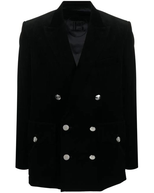 Balmain Black Double-Breasted Corduroy Blazer for men
