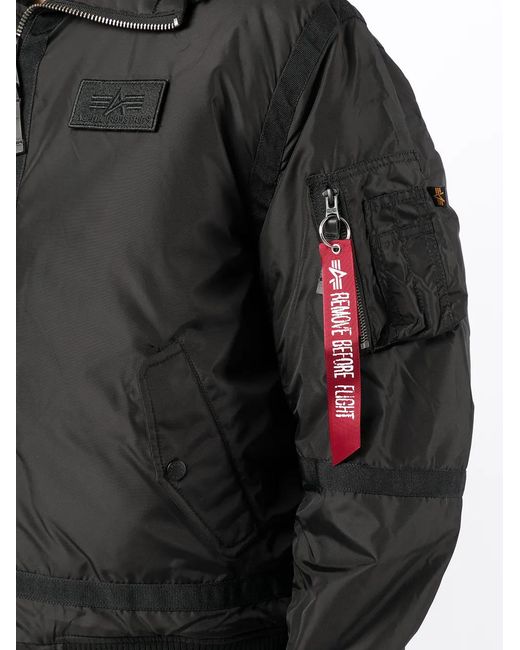 Alpha Industries Black Logo-Patch Zip-Up Jacket for men