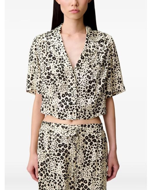 Claudie Pierlot White Chemise En Satin À Imprimé Animalier