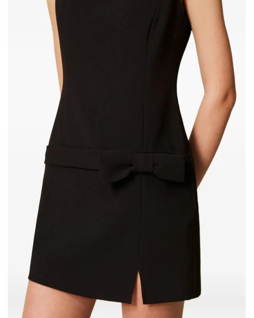 Twinset Black Bow-Detail Sleeveless Mini Dress