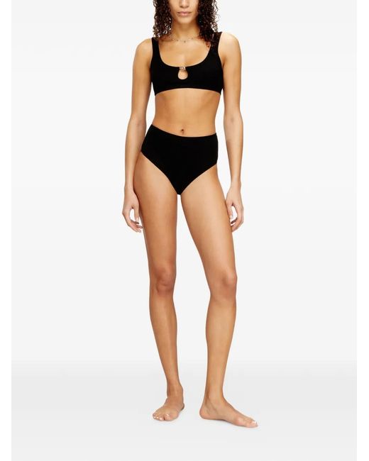 DIESEL Black Bralette Cotton Rib With Jewel Oval D