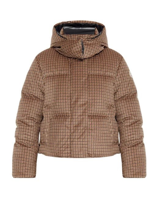 Moncler Brown Wattierte Quierzy Jacke mit Hahnentrittmuster