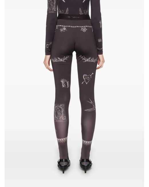 MARINE SERRE Purple Tattoo-Printed Jersey Tights