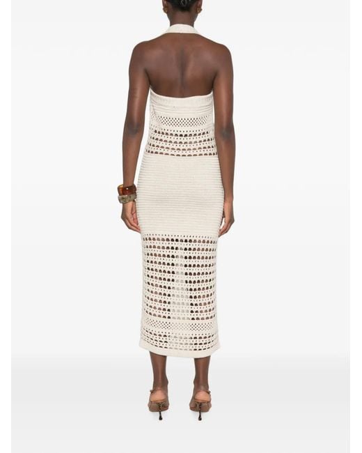 retroféte White Jaycee Crochet Halterneck Dress