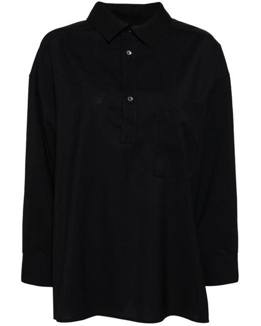 DARKPARK Black Button-Up Wool Polo Top