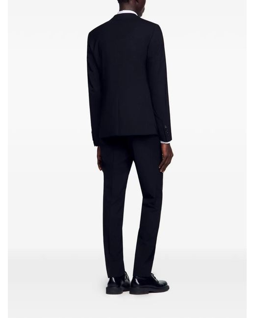 Sandro Black Virgin Wool Suit Jacket for men