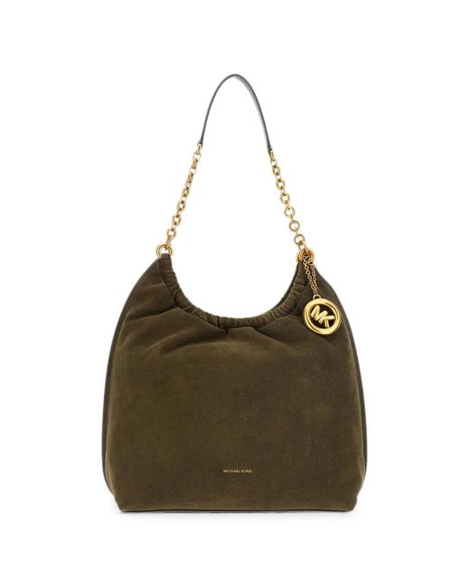 MICHAEL Michael Kors Brown Logo-Charm Chain-Link Shoulder Bag