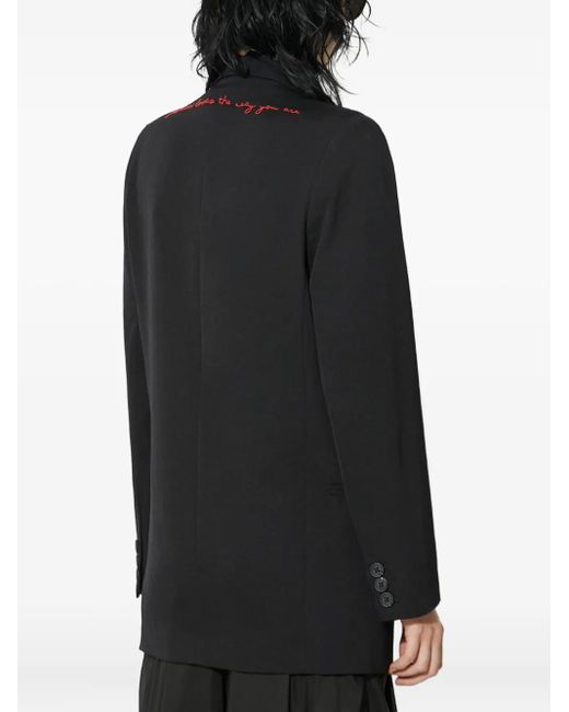 Fiorucci Black Double-Breasted Embroidered Blazer