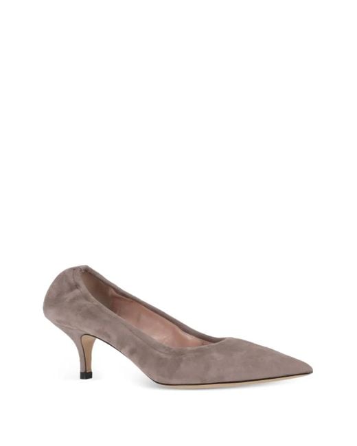 P.A.R.O.S.H. Gray Suede Point-Toe Pumps