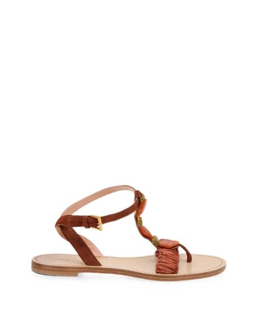 Alberta Ferretti Brown Sandales Tressées À Ornements