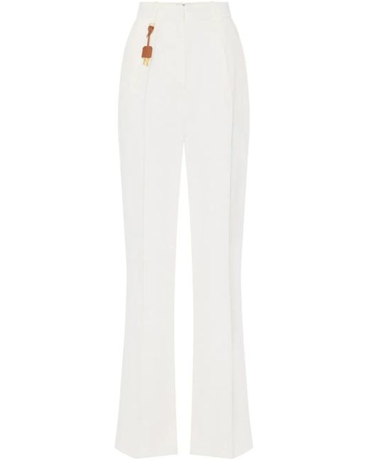 Elisabetta Franchi White Viscose-Linen Blend Trousers