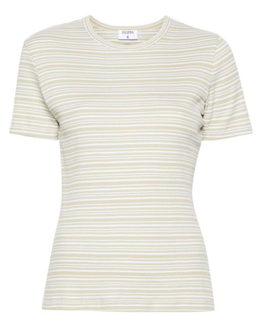 Filippa K White Striped Cotton T-Shirt