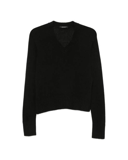 Aragona Black V-Neck Ribbed-Trim Sweater