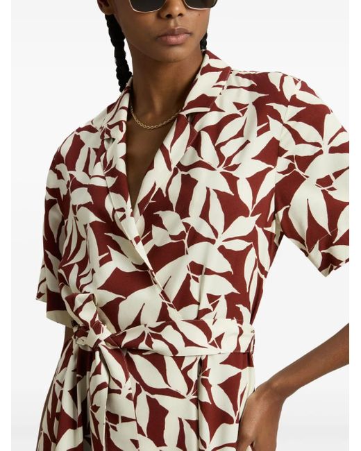 Abito Midi Con Stampa di Woolrich in Red