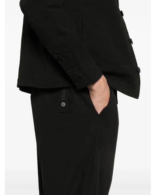 Transit Black Cotton Cropped Trousers for men