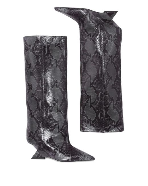 The Attico Black 65Mm Snakeskin-Print Boots